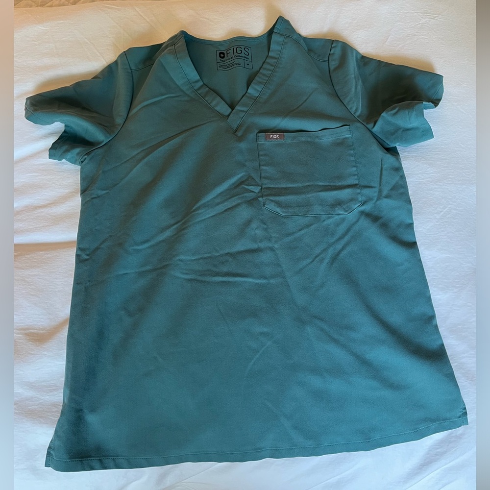 Figs Teal Scrub Top